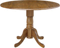 42' Round Dual Drop Leaf Pedestal Dining Table Solid Wood, Easy Assembly, Sturdy Parawood, Kitchen/Dining Room, 29.5'H x 42'W x 42'D, 20mm Thickness Top, Includes Two 9' Drop Leaves