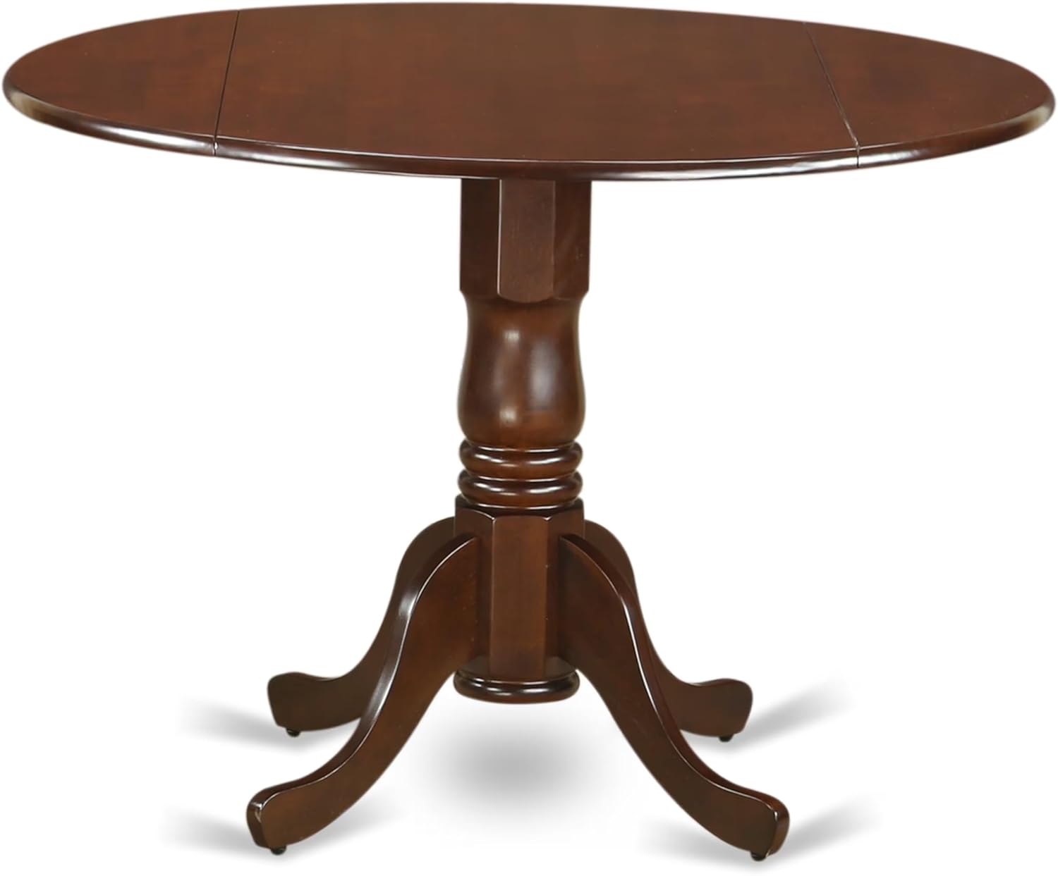 East West Furniture DLT-ESP-T Wood Dining Table - a Round Top with 2 Drops Leaf and Pedestal Leg, 42x42 Inch, Mahogany Finish