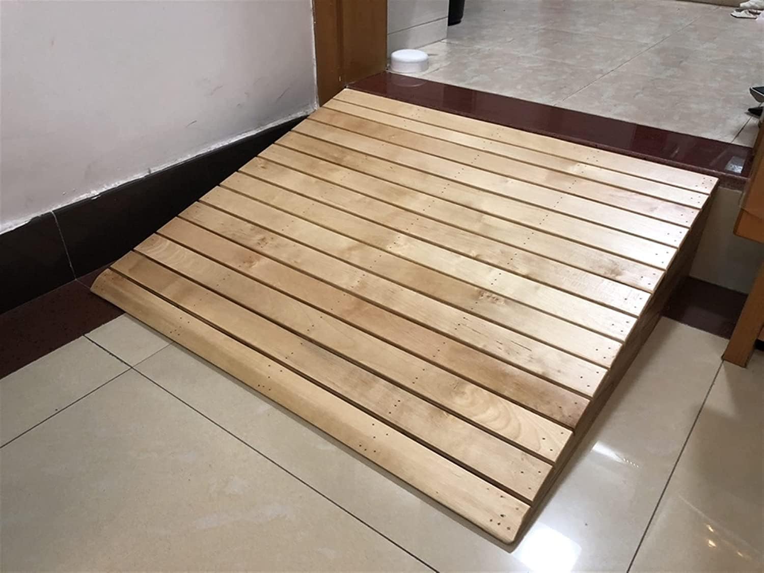 Portable Wooden Threshold Ramps, Wheelchairs Scooters Bicycles Barrier Free Access, for Home/Hotel Stairs Entrance Doorway(30x33.8x13cm)