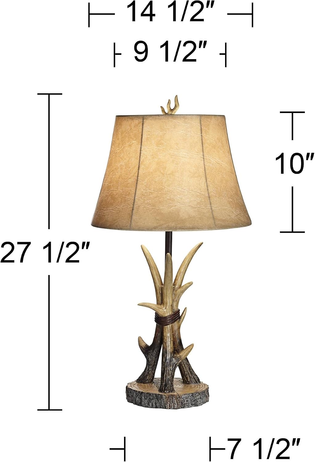 John Timberland Boone Rustic Western Cottage Core Table Lamps 27.5' Tall Set of 2 with USB Charging Port Natural Antler Bell Shade Decor for Living Room Bedroom House Bedside Nightstand Home Office
