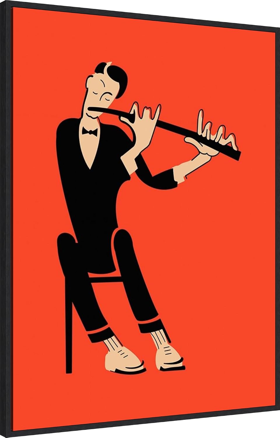 Amanti Art Framed Canvas Wall Art 42x32 The Flute by Mark Rogan, Framed Wall Art Canvas, Music Artwork, Modern Decor, Oversize Poster Painting for Living Room, Bedroom, Bathroom, Kitchen, Office or