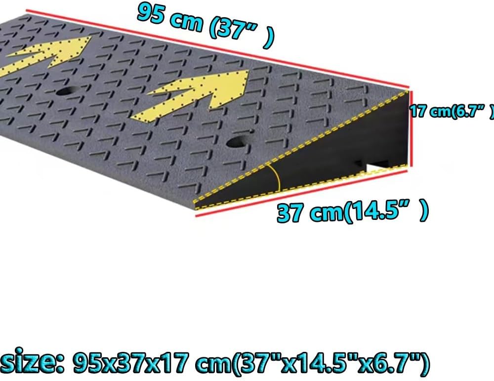 Curb ramp,Driveway ramp, Heavy Duty Automotive Ramp, 2' 4' 6' Rise Threshold for Doorway Garage Sidewalk(95x37x17 cm(37'x14.5'x6.7'))