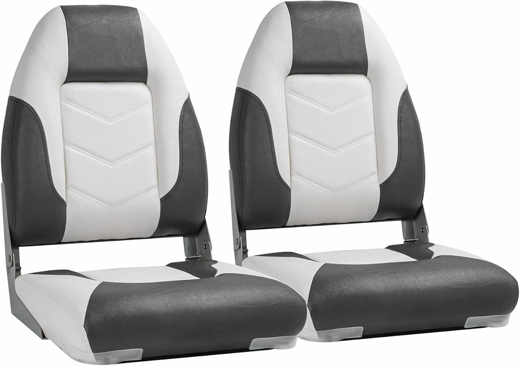NORTHCAPTAIN S1 Deluxe A Pair of Marine High Back/Low Back Folding Fishing Boat Seat for Fishing, Bass/Jon/Pontoon Boat Chairs, 4 Mounting Screws Included