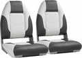 NORTHCAPTAIN S1 Deluxe A Pair of Marine High Back/Low Back Folding Fishing Boat Seat for Fishing, Bass/Jon/Pontoon Boat Chairs, 4 Mounting Screws Included