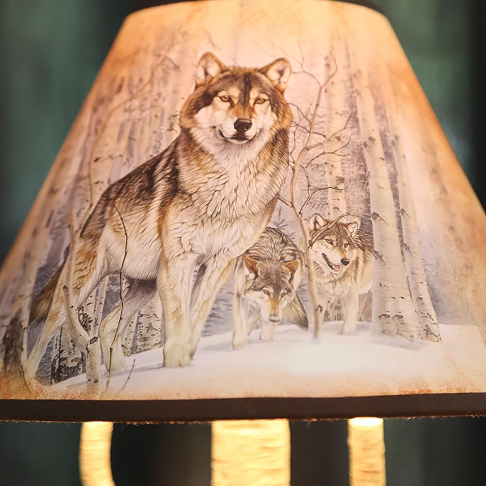 Meefad Wolf Table Lamp, Rustic Bedside Lamp with Resin Base, Retro Night Light, Accent Lamp for Bedroom Reading Nightstand