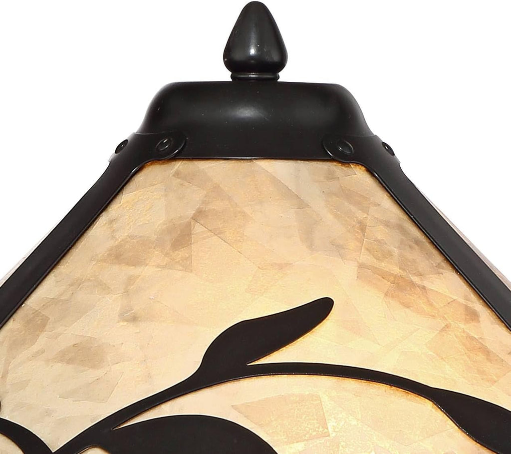 Franklin Iron Works Feuille 23 3/4' High Leaf and Vine Small Farmhouse Rustic Country Cottage Core Accent Table Lamps Set of 2 Pull Chain Brown Living Room Bedroom Bedside Nightstand Mica Shade