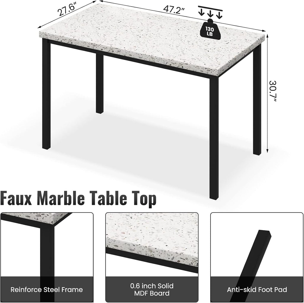 Hooseng 5 Piece Dining Table Set for 4, Small Faux Marble Kitchen Table with 4 PU Leather Chairs, Modern Dining Room Table Set for Small Space, Breakfast Nook, Dinette