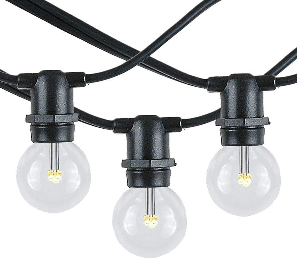 Novelty Lights 100' Warm White LED G30 Globe Outdoor String Lights, in-Line, Commercial Grade, Backyard Garden Gazebo, Cafe Market Patio Lights, Black Wire, 100 Sockets