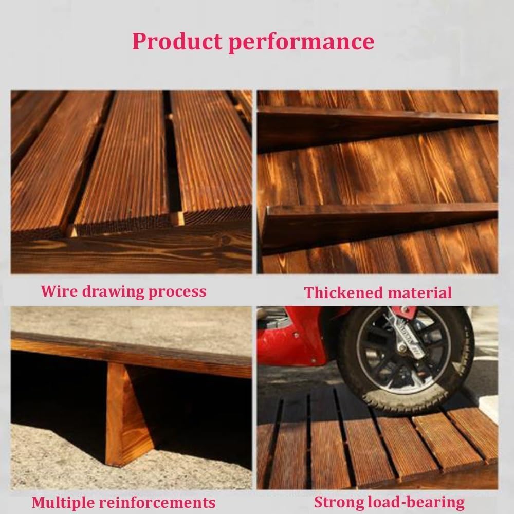 LXXW Rubber Curb Ramp Doorway Wheelchair ramp, Wooden Threshold, Multi-Functional Curb Heavy Duty Curb Ramp(90x50x10cm)
