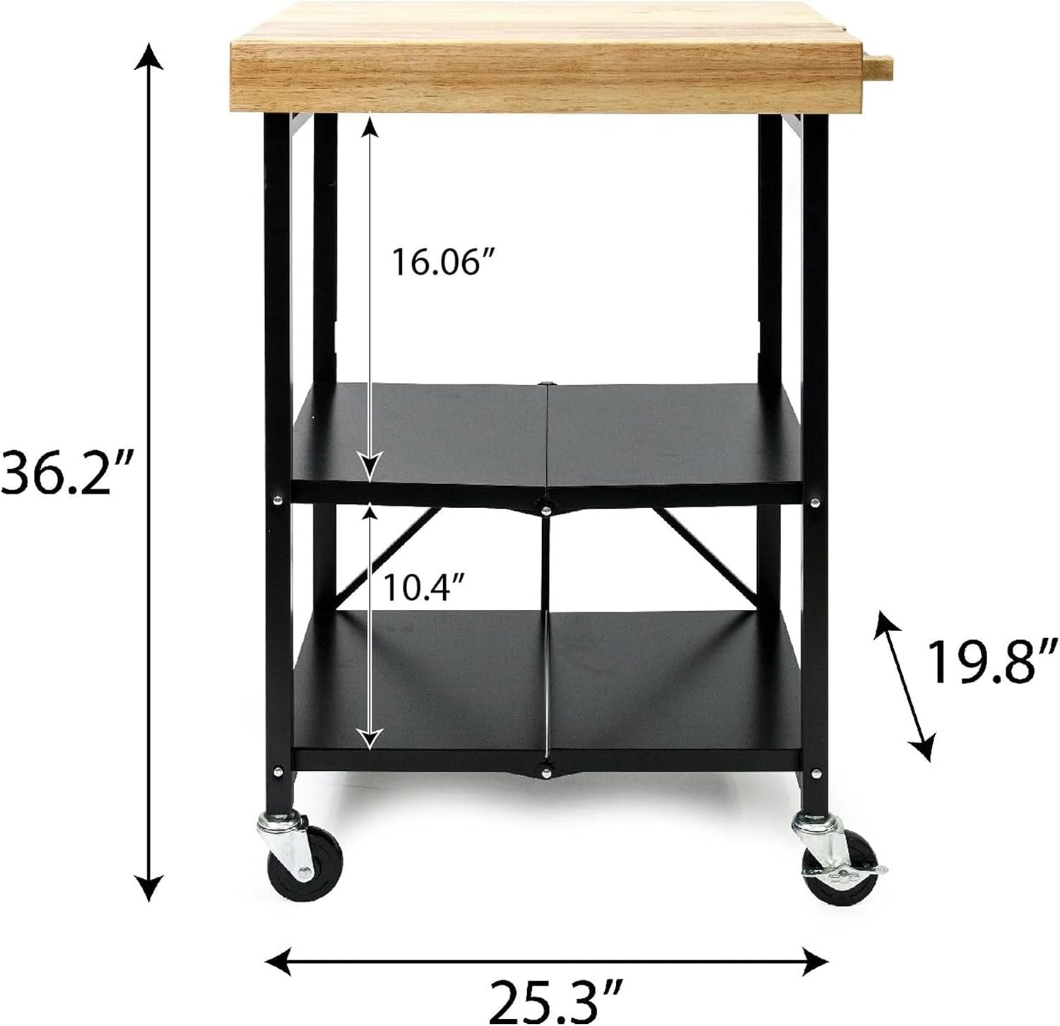 Origami Folding Kitchen Cart on Wheels | for Chefs Outdoor Coffee Wine and Food, Microwave Cart, Kitchen Island on Wheels, Rolling Cart, Kitchen Appliance & Utility Cart | Black with Wood