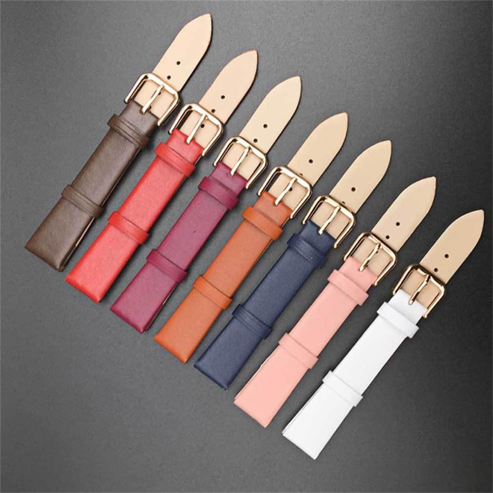 LeatherFor Women Men 12mm 14mm 16mm 18mm 20mm 22mm Watch Band Straps Thin Bracelet Accessories Blue 2