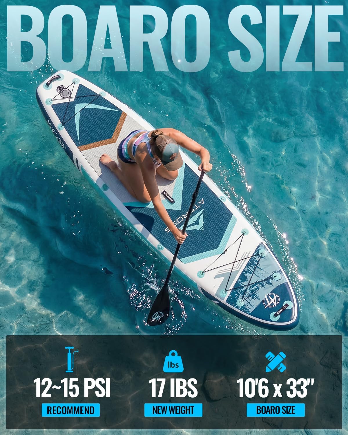 10'6''x33''Inflatable Stand Up Paddle Board, 400lbs Extra Wide Stand Up Paddleboard with Kayak Seat, Anti-Slip EVA Deck Premium SUP Accessories Kit, Non-Slip Stable Deck Boat