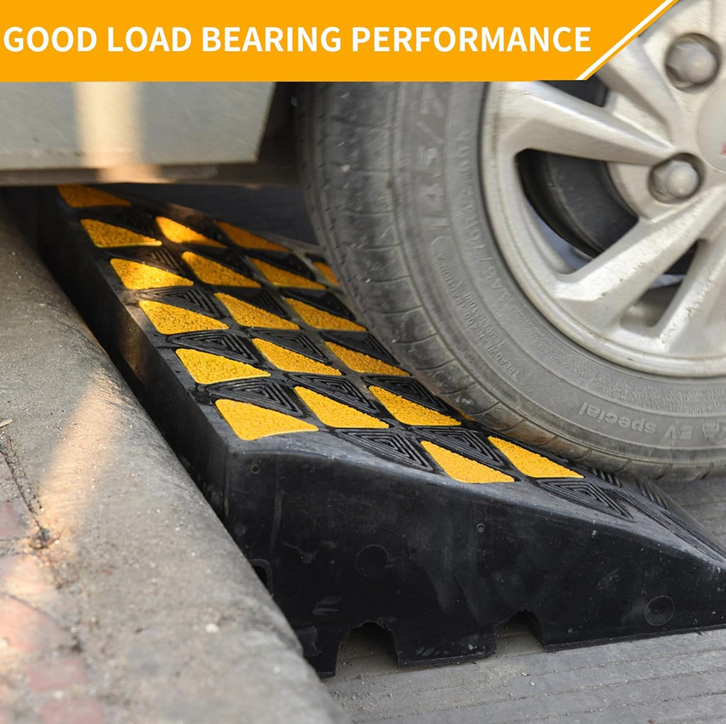 BESEA Rubber Curb Ramp 6' inch High 23.6' Length (Heavy Duty Ramp, 1PCS), for Driveway Curb Ramp Car Motorcycle Loading Dock Truck Pickup Truck Threshold Ramp(6 inch Height, Capacity 60000lbs)-1pack
