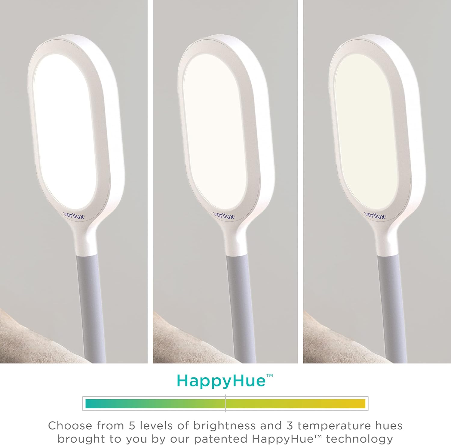 Verilux HappyLight Duo - 2-in-1 Light Therapy & Task Floor Lamp - UV-Free Full Spectrum LED, 10,000 LUX, Adjustable Brightness and Color, Flexible Gooseneck, and Adjustable Height