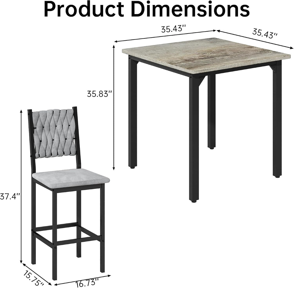 AWQM 5-Piece Dining Table Set, Dining Table Set for 4, Counter Height Table & 4 Velvet Bar Stools, Modern Kitchen Dining Set, Compact Dining Set for Small Spaces (Gray & Velvet Chairs)