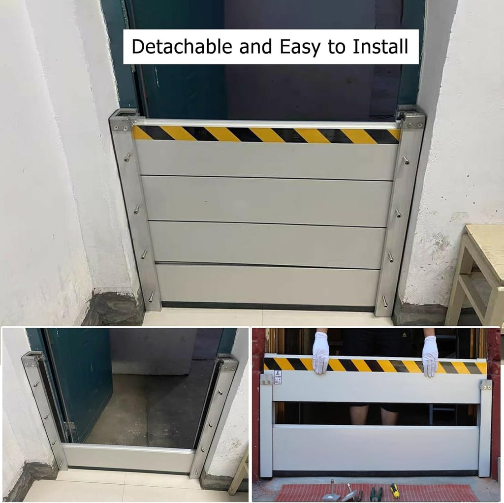Reusable Heavy Duty Flood Barrier Door Outside, Commercial Aluminum Water Dams for Garage Door Threshold Outdoor Driveway & Mall Owners, Customizable Anti-Flood Board(Size:L2ft,Color:H 3.2ft/39in)