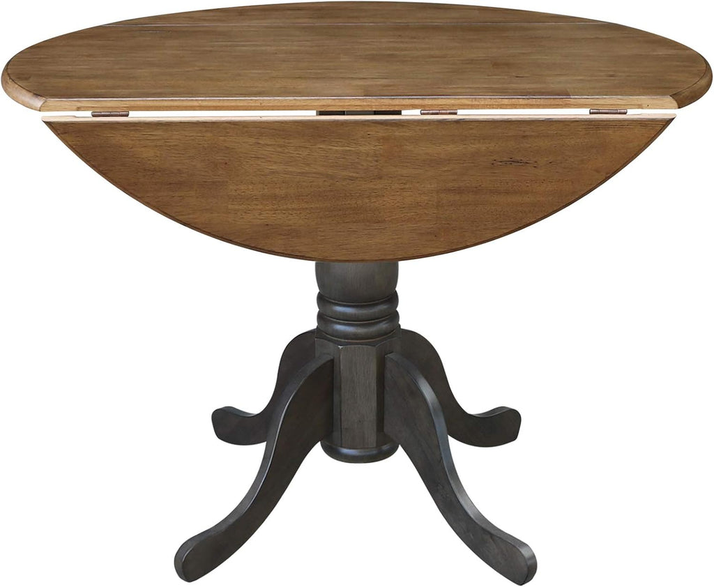 International Concepts 42 Inch Dual Drop Leaf Dining Height Table, Hickory/Washed Coal.