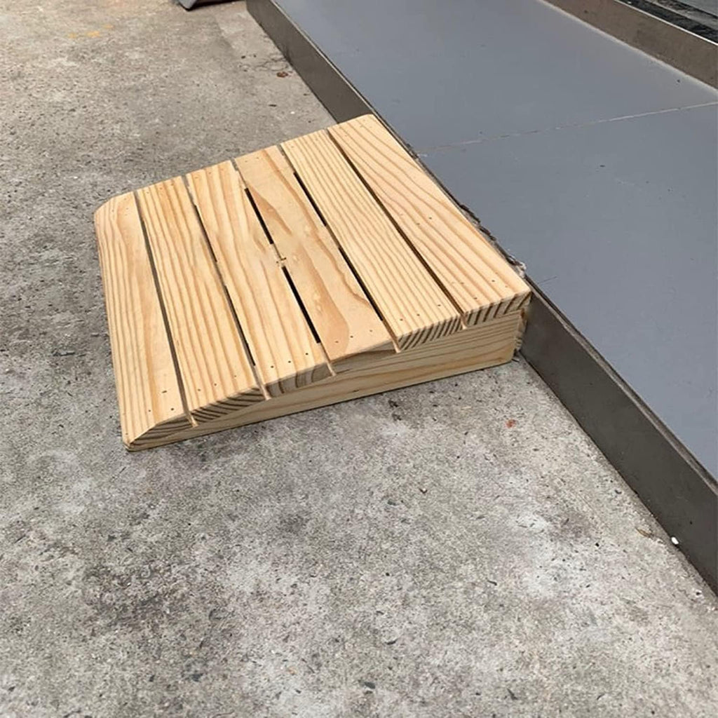 Wooden Threshold Ramps for Doorways, Pets/Kids/Elderly/Disabled Entryway Ramp Wheelchair Ramp, Non Slip Curb Ramp(30.8x30x10cm)