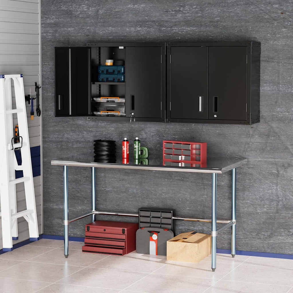 ROVSUN Open Base Stainless Steel Table 60 x 30 Inches, NSF Commercial Heavy Duty Prep & Work Table, Metal Table for Kitchen, Restaurant, Home, Hotel, Garage, Laundry