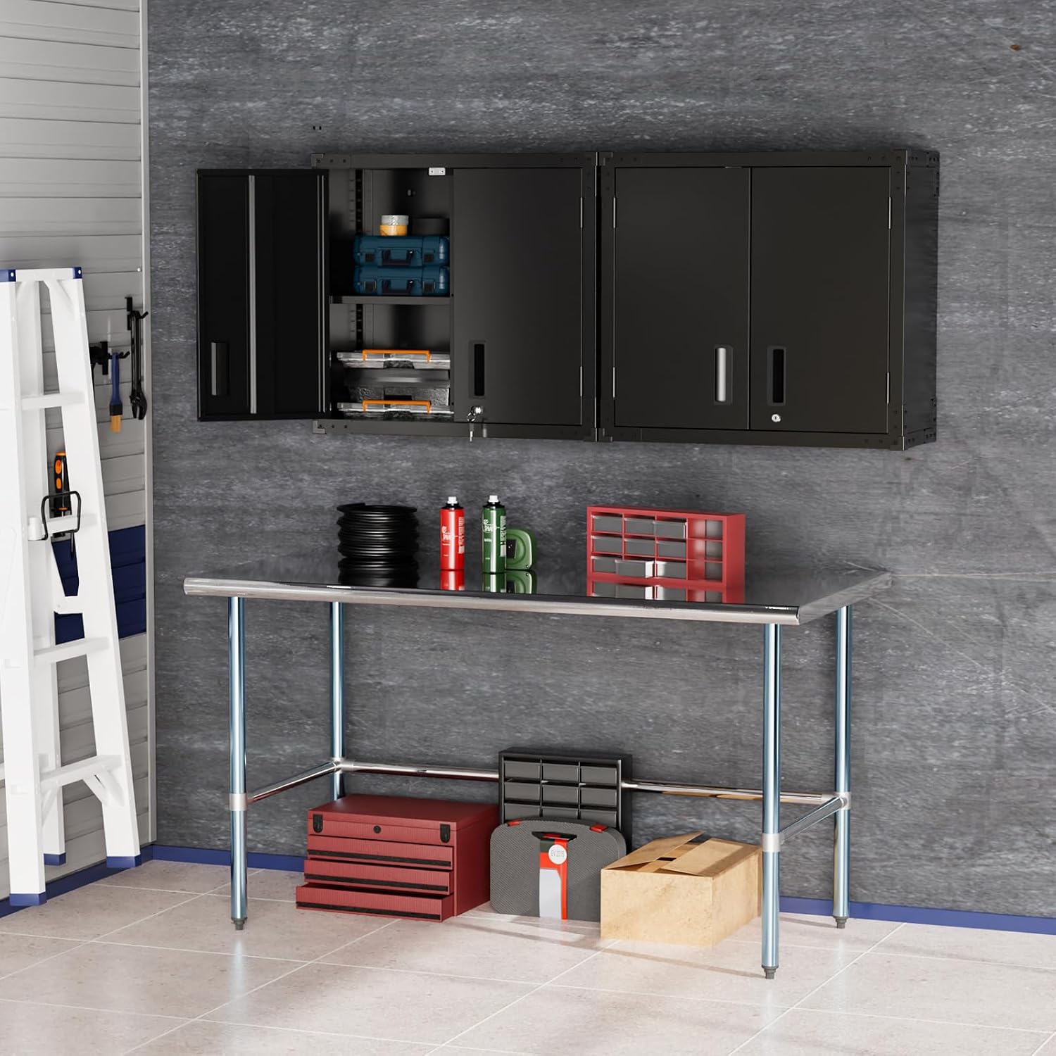 ROVSUN Open Base Stainless Steel Table 60 x 30 Inches, NSF Commercial Heavy Duty Prep & Work Table, Metal Table for Kitchen, Restaurant, Home, Hotel, Garage, Laundry