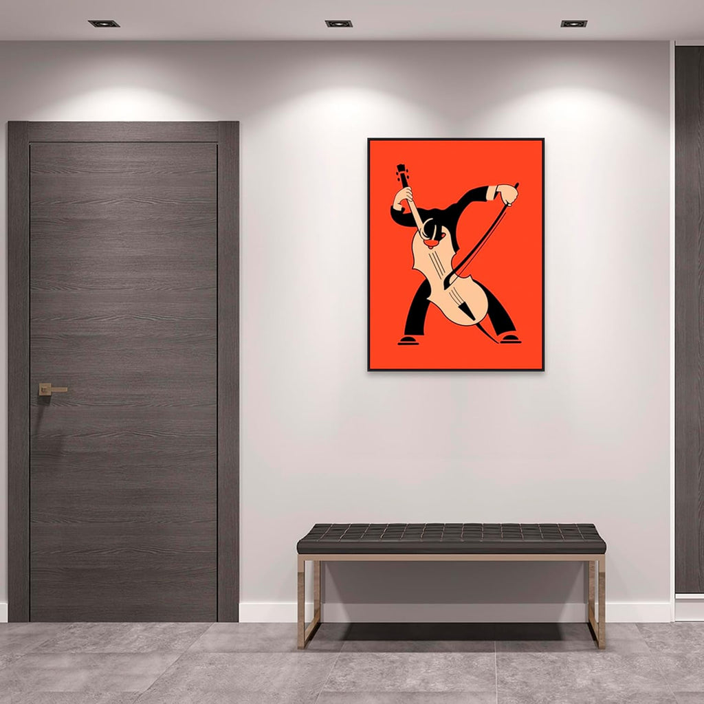 Amanti Art Framed Canvas Wall Art 42x32 The Cello by Mark Rogan, Framed Wall Art Canvas, Music Artwork, Modern Decor, Oversize Poster Painting for Living Room, Bedroom, Bathroom, Kitchen, Office or