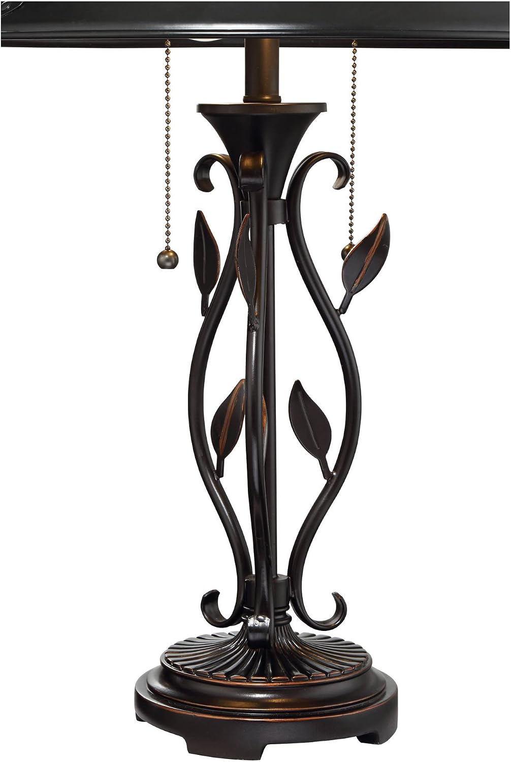Franklin Iron Works Feuille Rustic Farmhouse Vintage Style Table Lamp 23.75' High Dark Brown Metal Openwork Leaf Accents Mica Cone Shade Cottage Core Decor for Living Room Bedroom House Nightstand