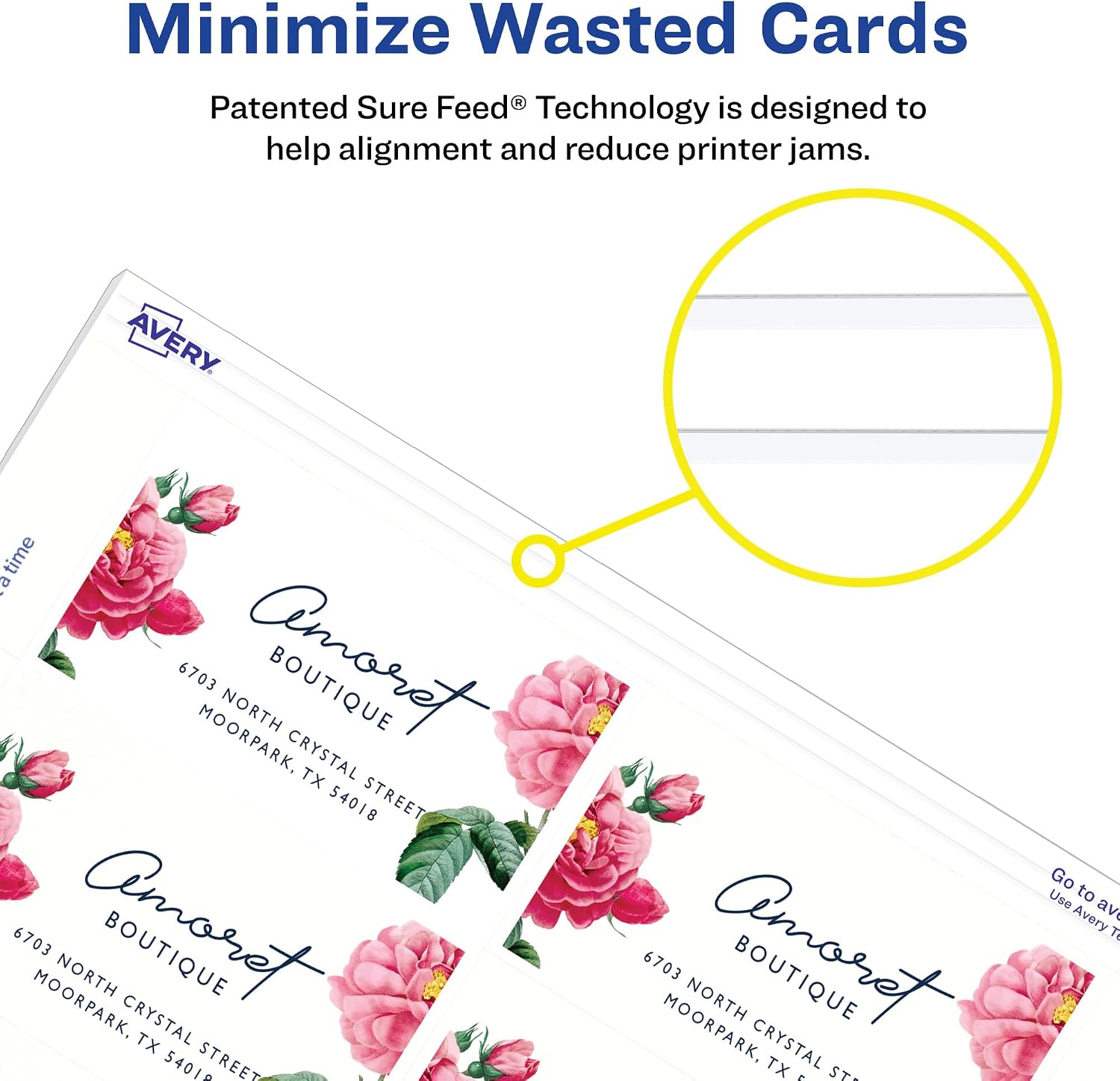 Avery Clean Edge Printable Business Cards with Sure Feed Technology, 2' x 3.5', White, 1,000 Blank Cards for Inkjet Printers (08870) (Pack of 3)