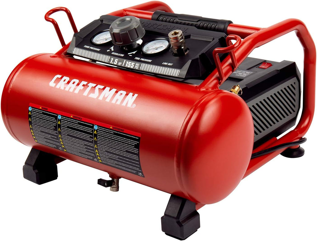 Craftsman Air Compressor 3 Gallon Portable Hotdog Air Compressor, Max 155 PSI 2.6 CFM@90psi Oil-Free Electric Workshop Air Compressors, CMXECXA0200341