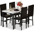 Hooseng Dining Table Set for 4, Modern Faux Marble Kitchen Table with 4 PU Leather Chairs, 5 Piece Dining Room Sets for Dinette, Breakfast Nook, Black