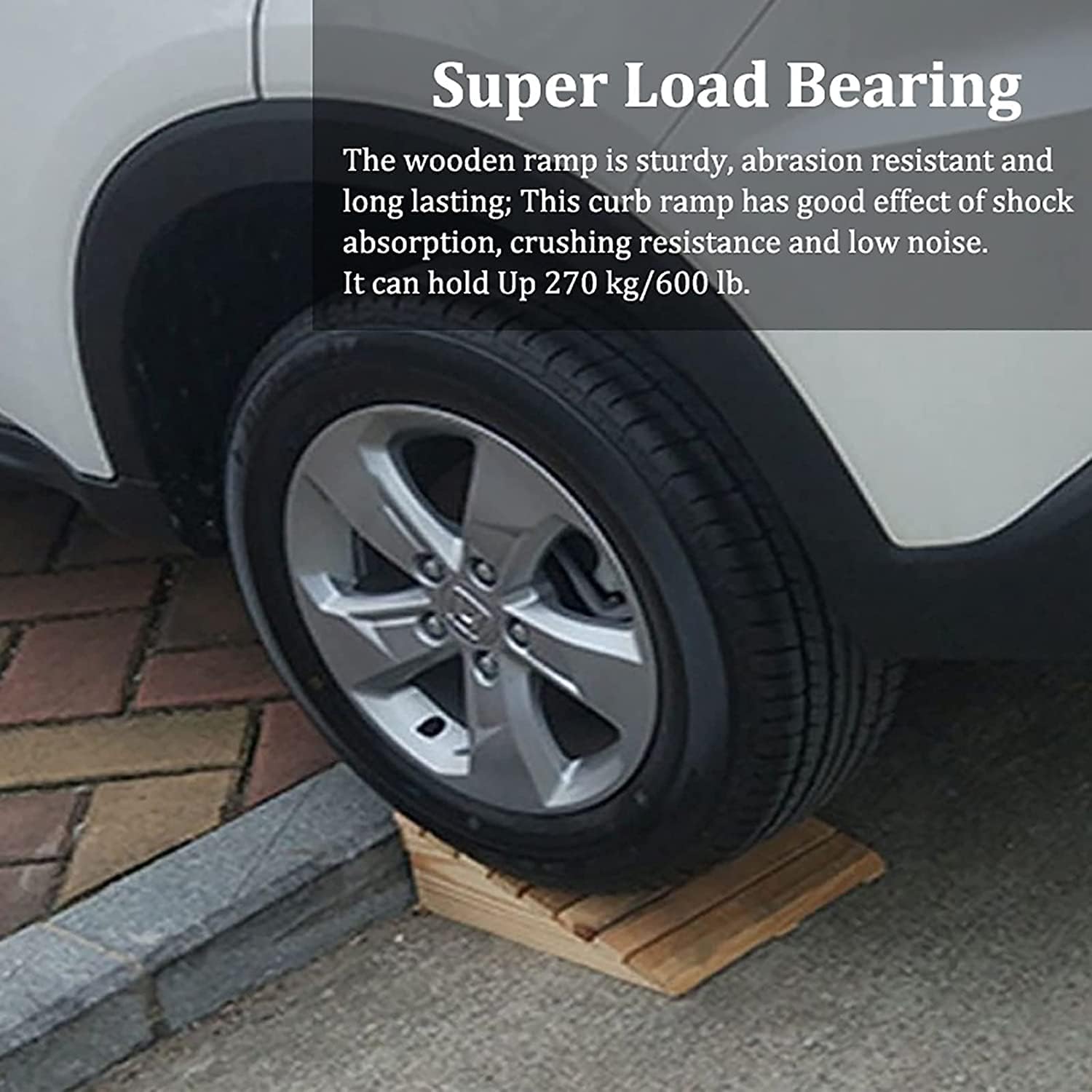 Wooden Threshold Ramps for Doorways, Anti-Skid Curb Ramp, for Wheelchairs Walkers Car Motorcycle(25.8x30x7cm)