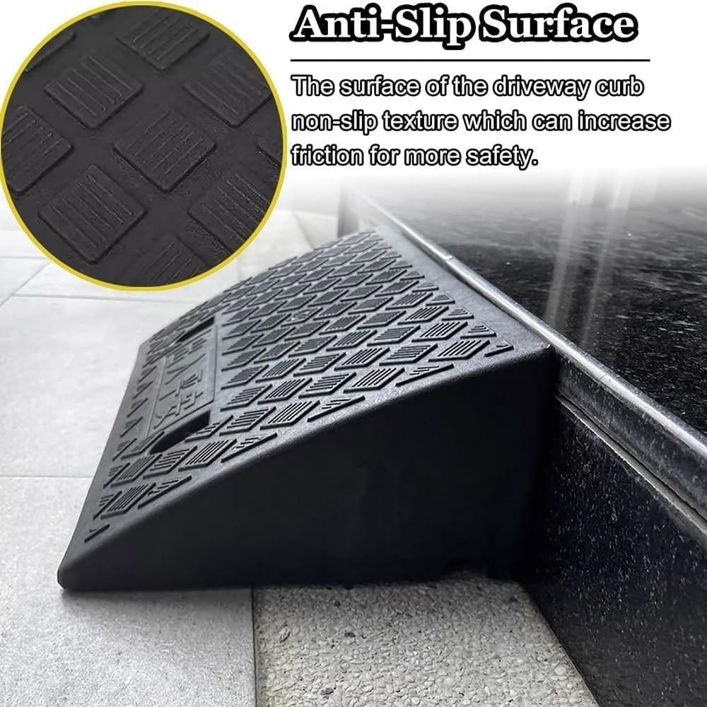 2 PCS Portable Driveway Curb Ramps for Cars Doorways Threshold Ramps 1in 2in 3in 4in 5in 6in 7in Rise Step Ramp for Wheelchairs Bikes Scooter(50 * 38 * 16cm)