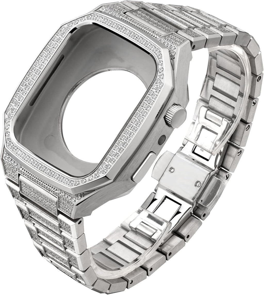 Luxury Stainless Steel Protective Watch Case Strap Band Bracelet Combo，For Apple Watch Series 9 8 7 6 5 4 SE 44mm 45mm Band Upgrade Replace Strap Accessories