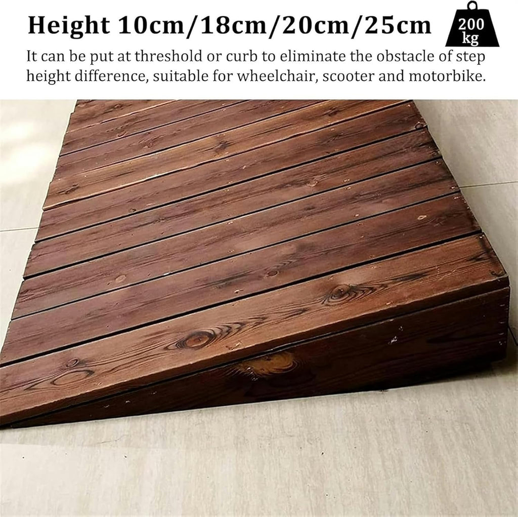 Threshold Ramp, 4/7/8/10inch Rise Wooden Threshold Ramps for Doorways, Non Slip Curb Ramp for Elderly/Disabled Entryway Ramp Wheelchair Ramp