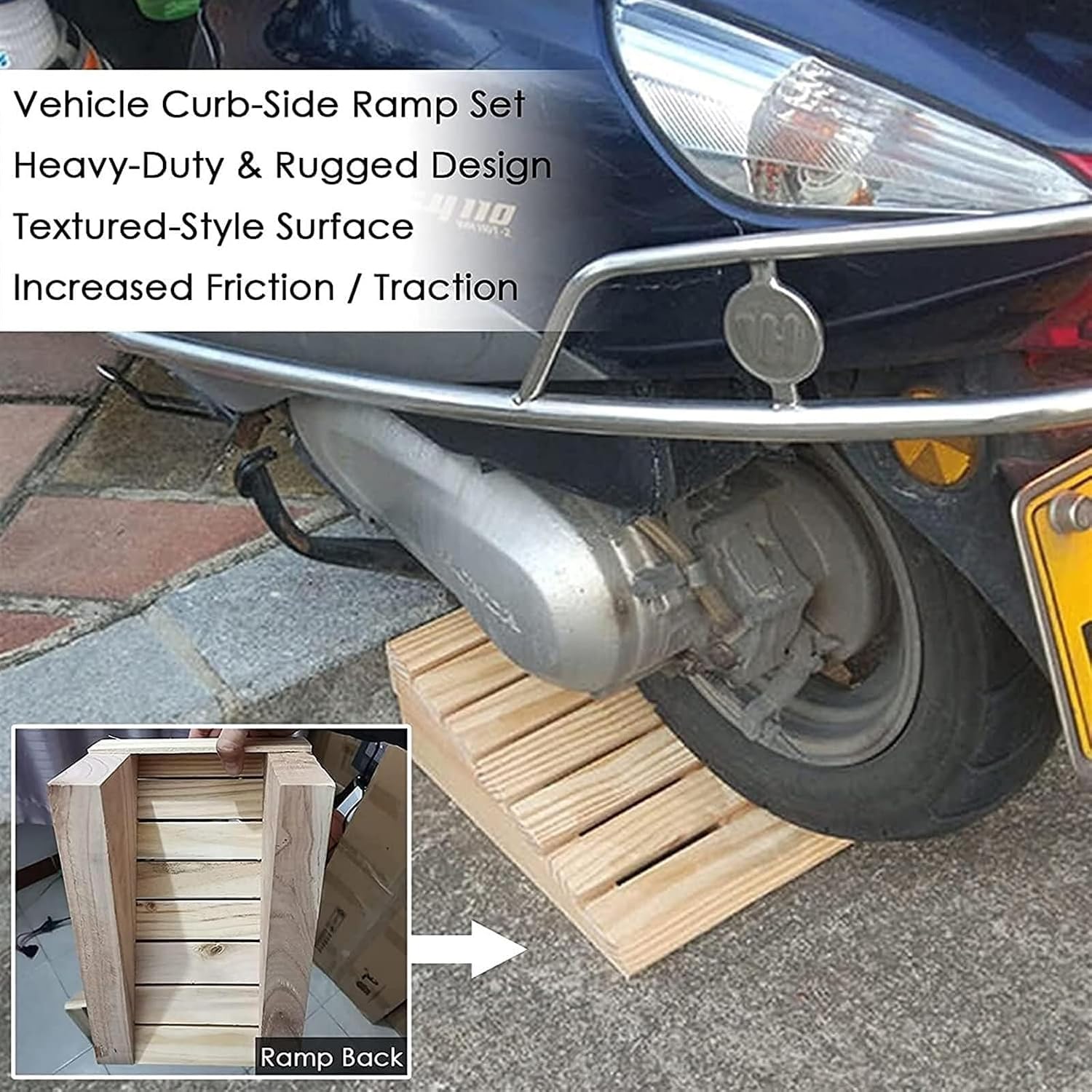 Wooden Threshold Ramp, 3/4/6/7/8 Inch Rise, Non-Slip Portable Curb Ramp for Wheelchair, Bike, Doorway, Entrance, 600 lb Capacity