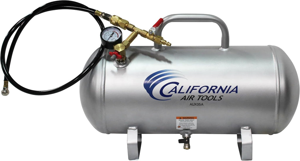 California Air Tools CAT-AUX05A Lightweight Portable Aluminum Air Tank, 5 Gallon, Silver