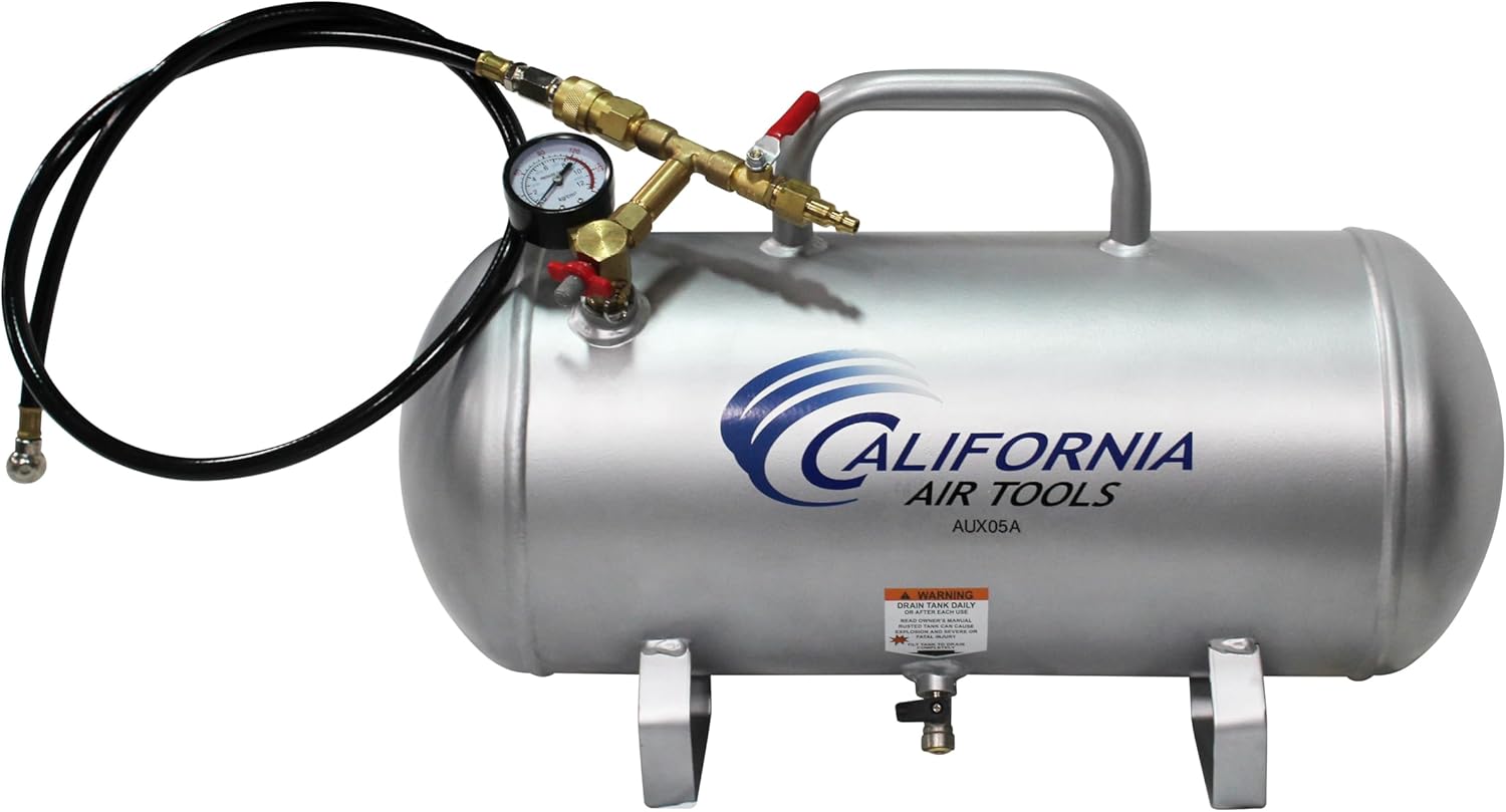 California Air Tools CAT-AUX05A Lightweight Portable Aluminum Air Tank, 5 Gallon, Silver