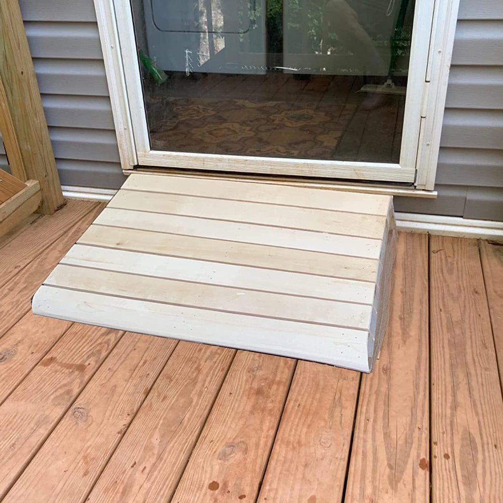 Home Wheelchair Entry Ramp, Portable Anti-Slip Wooden Threshold Ramp for Doorway, Transition Ramp for Car/Motorcycle/Disabled Chair (Size : 30.8x30x9cm)