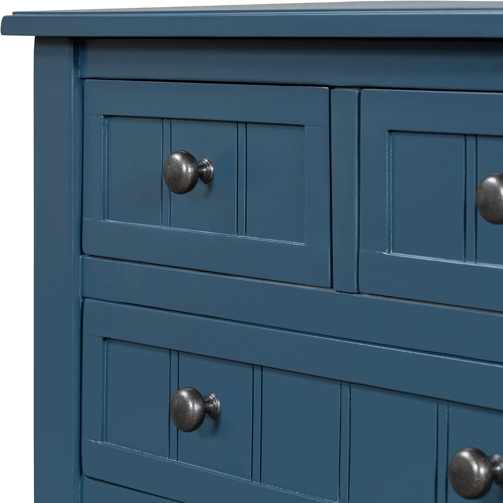 LKTART Small Solid Wood Sofa Table,Console Table with Drawers and Bottom Shelf, Narrow Entryway Hallway Foyer Entry Table for Living Room(23.7' Navy Blue)
