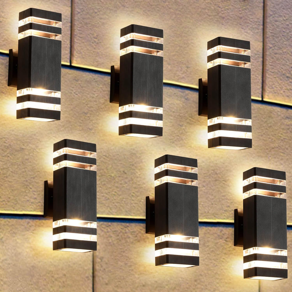6 Pack Outdoor Lights, 14W IP65 3000K 1100LM Warm White Porch Lights, Aluminum for House Porch Patio Garage