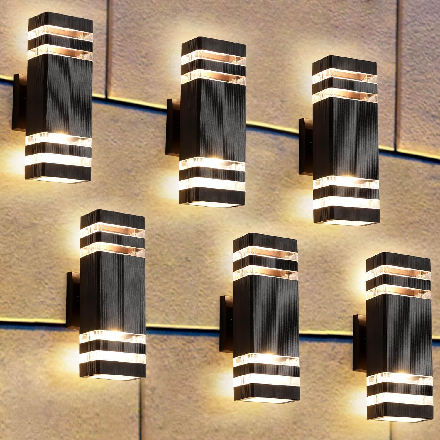 6 Pack Outdoor Lights, 14W IP65 3000K 1100LM Warm White Porch Lights, Aluminum for House Porch Patio Garage