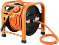 VEVOR Retractable Air Hose Reel, 3/8 Inch x 100 FT Hybrid Air Hose Max 300PSI, Auto Rewind Air-Compressor Hoses Reel with 5ft Lead in, Portable Freestanding Heavy Duty Steel Reel for Garages Workshops