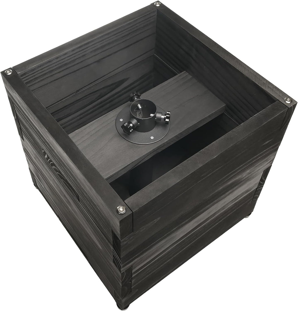 Extra Large Decorative Wooden Planter w/ Universal Pole Support for String Light Poles, Umbrellas, Bird Feeders. Solid Wood Outdoor Garden Box for Plants(Does not include Pole), 17'x17'x18', Black