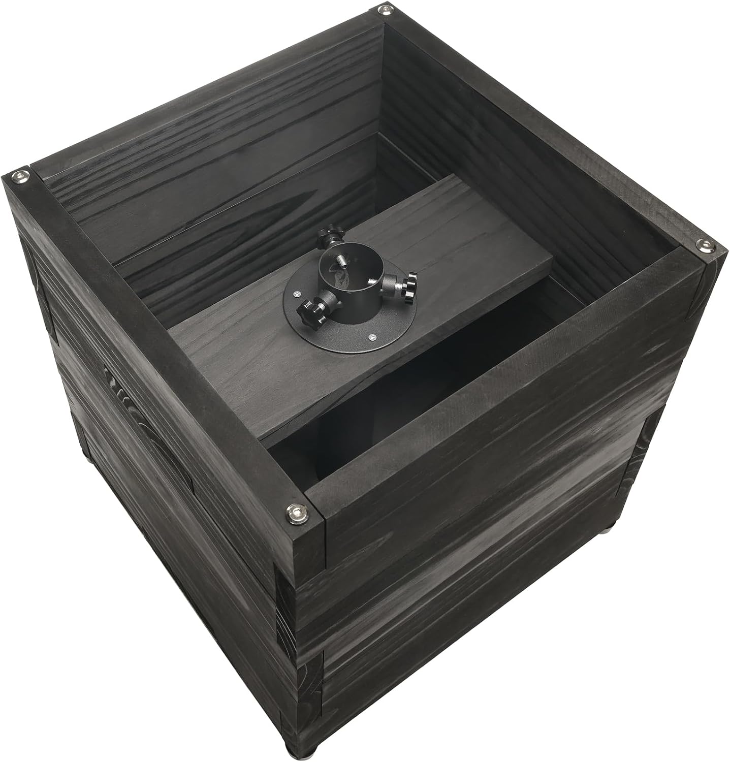 Extra Large Decorative Wooden Planter w/ Universal Pole Support for String Light Poles, Umbrellas, Bird Feeders. Solid Wood Outdoor Garden Box for Plants(Does not include Pole), 17'x17'x18', Black