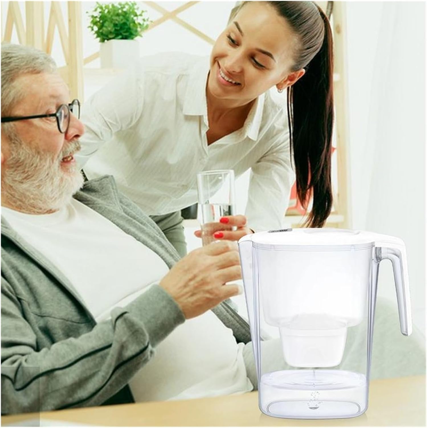 Water Filter Pitcher Water Filter Dispenser Countertop with Filter Change Indicator Domestic Quick Fill-Up Water Kettle