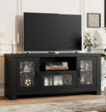 IDEALHOUSE TV Stand for 65 Inch TV, Farmhouse Entertainment Center with Acrylic Door Storage Cabinet & Adjustable Shelves, TV Console Table for Living Room Bedroom, Black