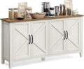 VASAGLE LIRY Collection - Storage Cabinet, Buffet Cabinet, Sideboard, Credenza, with Adjustable Shelves, for Living Room, Entryway, Rustic White and Honey Brown ULSC381W01