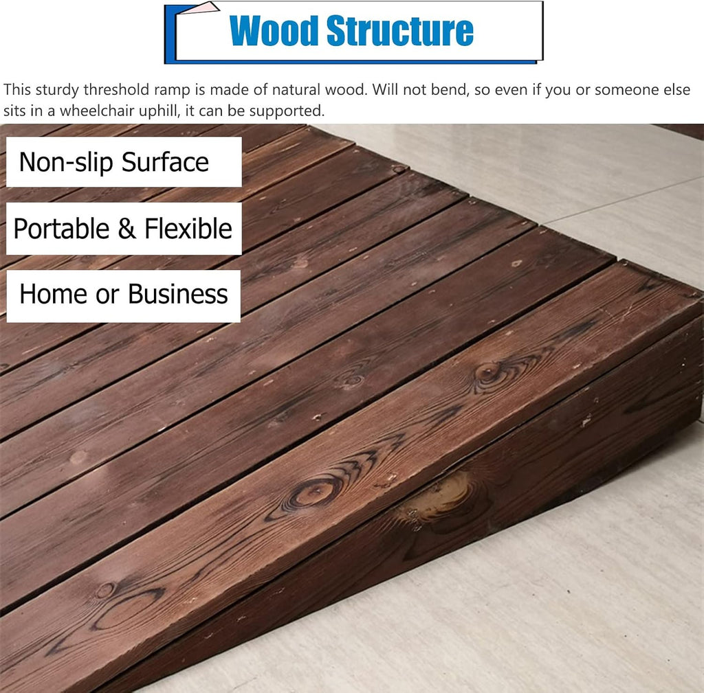Wooden 8 Inch Height Outdoor Curb Ramp for Cars Bikes Wheelchair Motorcycle Durable Entry Ramp for Doorway Threshold/Wheelchair Walker 75x50x20cm