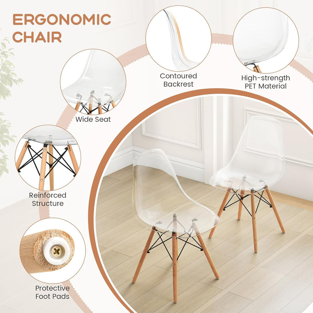Tangkula Round Dining Table Set for 4, Modern Circle Kitchen Table & 4 Chairs with Ergonomic Seats and Solid Wood Legs, 5-Piece Dining Room Set for Small Spaces, Kitchen, Living Room