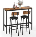 Zevemomo Dining Table Set for 2, 3-Piece Bar Table and Chairs Set, Kitchen Table and Chairs, High Top Table with 2 PU Upholstered Stools, Space-Saving Pub Table Sets for Small Space, Brown