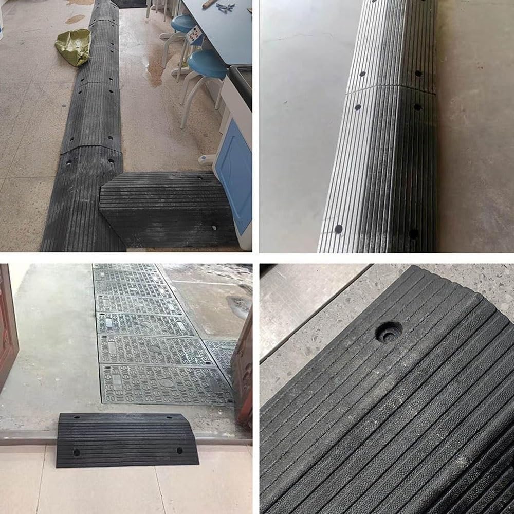 3' Rise Threshold Ramps for Doorways, Portable Bridge Ramp for Threshold, Rubber Curb Ramps Wheelchair Ramp with Anti-Slip Surface